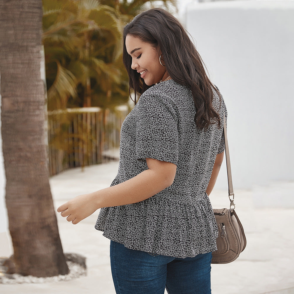 Plus Size Cotton Short Sleeve Tops