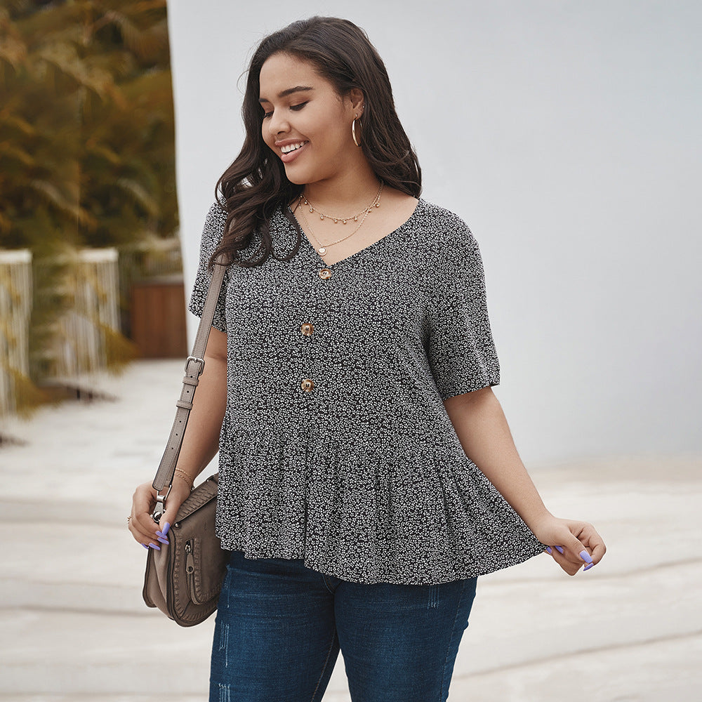 Plus Size Cotton Short Sleeve Tops