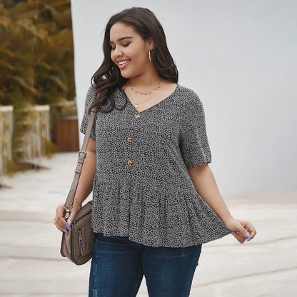 Plus Size Cotton Short Sleeve Tops