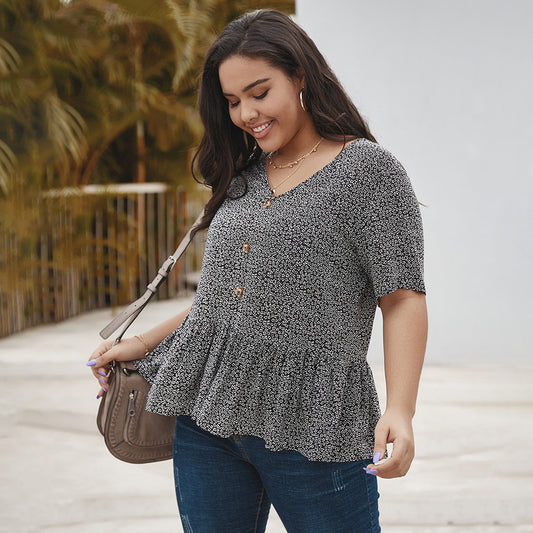 Plus Size Cotton Short Sleeve Tops